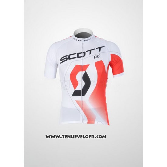 2012 Maillot Ciclismo Scott Blanc et Rouge Manches Courtes et Cuissard