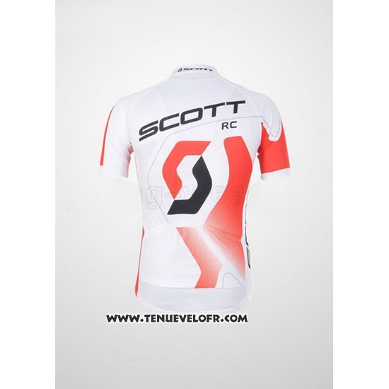 2012 Maillot Ciclismo Scott Blanc et Rouge Manches Courtes et Cuissard