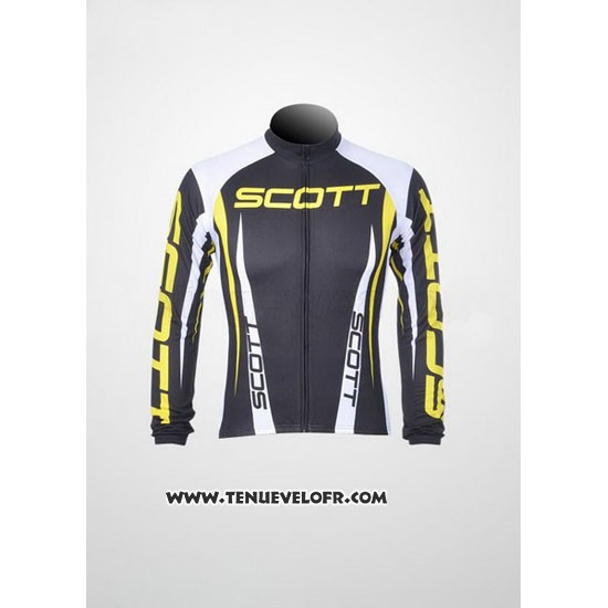 2012 Maillot Ciclismo Scott Gris et Jaune Manches Longues et Cuissard