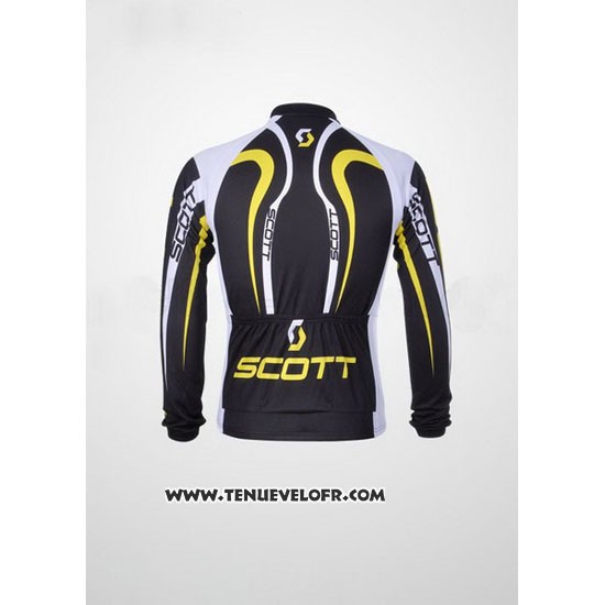 2012 Maillot Ciclismo Scott Gris et Jaune Manches Longues et Cuissard