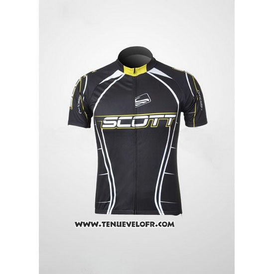 2012 Maillot Ciclismo Scott Noir et Blanc Manches Courtes et Cuissard