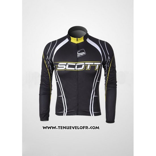 2012 Maillot Ciclismo Scott Noir et Blanc Manches Longues et Cuissard