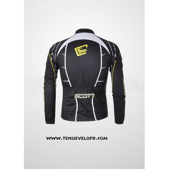 2012 Maillot Ciclismo Scott Noir et Blanc Manches Longues et Cuissard