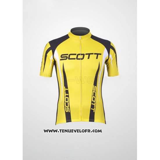 2012 Maillot Ciclismo Scott Noir et Jaune Manches Courtes et Cuissard