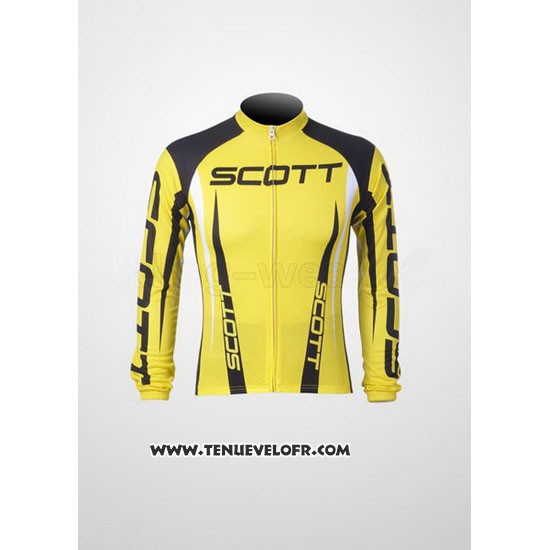2012 Maillot Ciclismo Scott Noir et Jaune Manches Longues et Cuissard