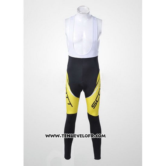 2012 Maillot Ciclismo Scott Noir et Jaune Manches Longues et Cuissard