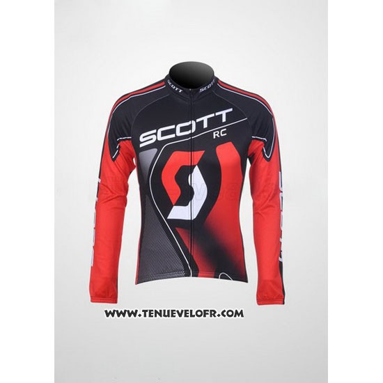 2012 Maillot Ciclismo Scott Noir et Rouge Manches Longues et Cuissard