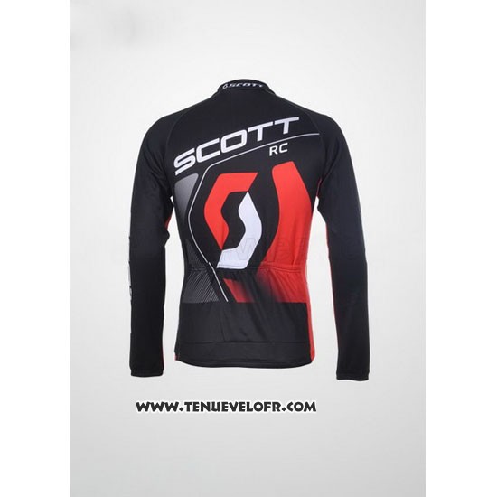 2012 Maillot Ciclismo Scott Noir et Rouge Manches Longues et Cuissard
