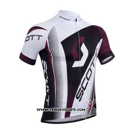 2013 Maillot Ciclismo Scott Blanc et Fuchsia Manches Courtes et Cuissard