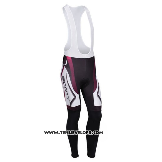 2013 Maillot Ciclismo Scott Blanc et Fuchsia Manches Longues et Cuissard