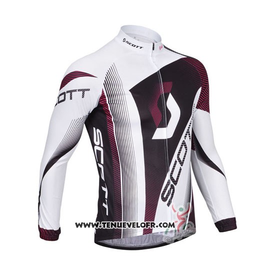 2013 Maillot Ciclismo Scott Blanc et Fuchsia Manches Longues et Cuissard