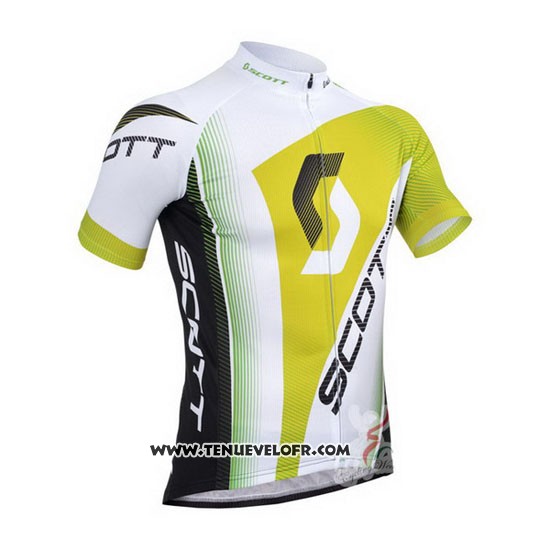 2013 Maillot Ciclismo Scott Blanc et Jaune Manches Courtes et Cuissard