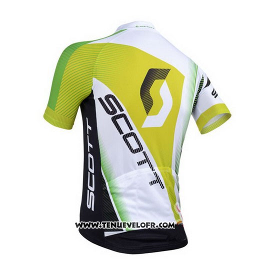 2013 Maillot Ciclismo Scott Blanc et Jaune Manches Courtes et Cuissard