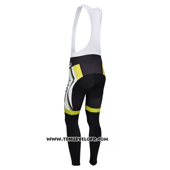 2013 Maillot Ciclismo Scott Blanc et Jaune Manches Longues et Cuissard