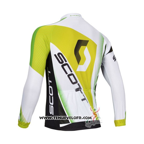 2013 Maillot Ciclismo Scott Blanc et Jaune Manches Longues et Cuissard