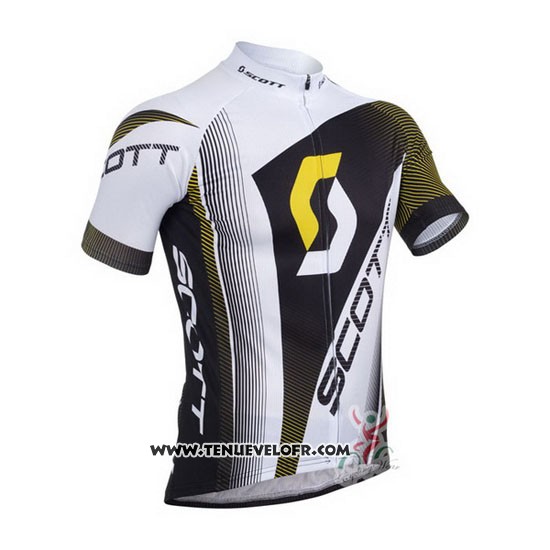 2013 Maillot Ciclismo Scott Blanc et Noir Manches Courtes et Cuissard