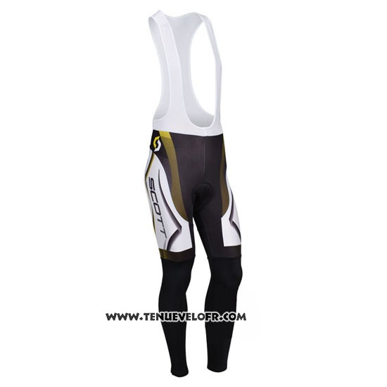 2013 Maillot Ciclismo Scott Blanc et Noir Manches Longues et Cuissard