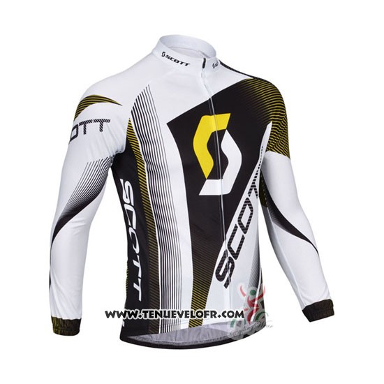 2013 Maillot Ciclismo Scott Blanc et Noir Manches Longues et Cuissard