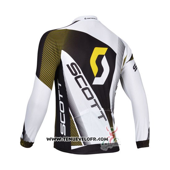2013 Maillot Ciclismo Scott Blanc et Noir Manches Longues et Cuissard