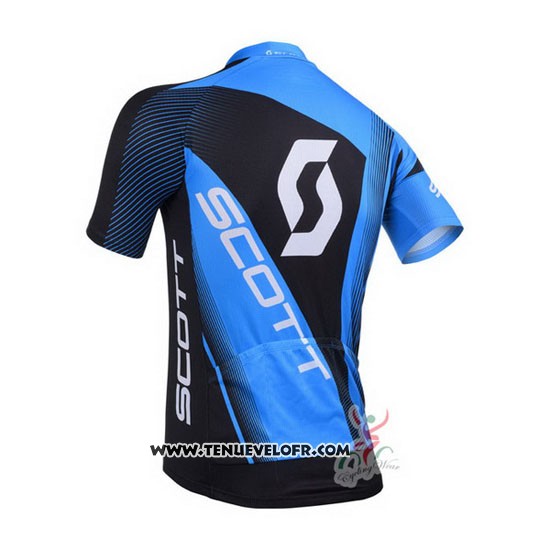 2013 Maillot Ciclismo Scott Bleu et Noir Manches Courtes et Cuissard