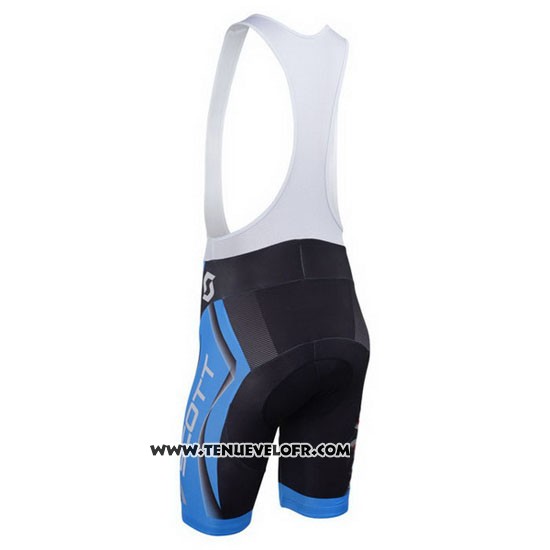 2013 Maillot Ciclismo Scott Bleu et Noir Manches Courtes et Cuissard