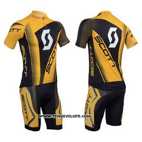 2013 Maillot Ciclismo Scott Jaune et Noir Manches Courtes et Cuissard