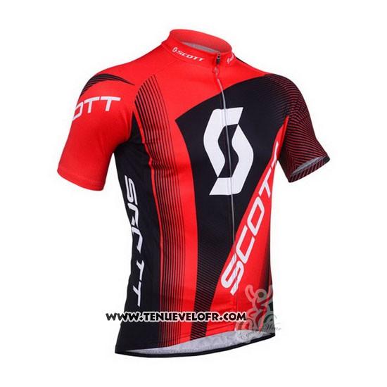 2013 Maillot Ciclismo Scott Noir et Rouge Manches Courtes et Cuissard