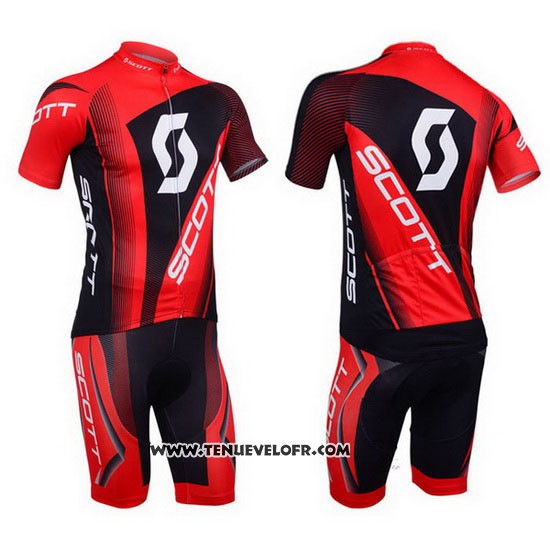 2013 Maillot Ciclismo Scott Noir et Rouge Manches Courtes et Cuissard