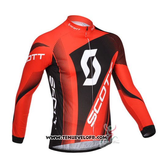 2013 Maillot Ciclismo Scott Noir et Rouge Manches Longues et Cuissard