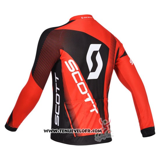 2013 Maillot Ciclismo Scott Noir et Rouge Manches Longues et Cuissard