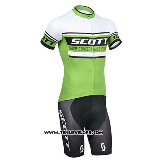2014 Maillot Ciclismo Scott Blanc et Vert Manches Courtes et Cuissard