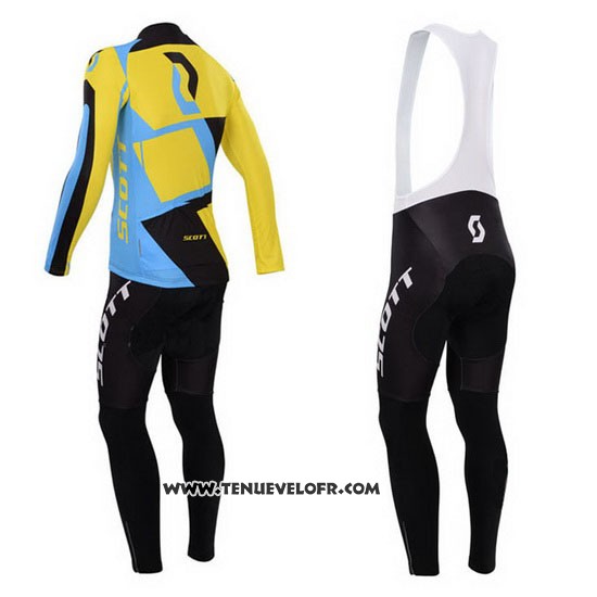 2014 Maillot Ciclismo Scott Jaune et Noir Manches Longues et Cuissard
