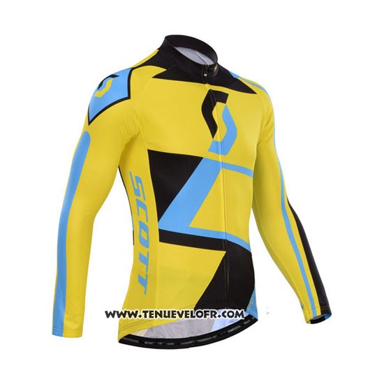 2014 Maillot Ciclismo Scott Jaune et Noir Manches Longues et Cuissard