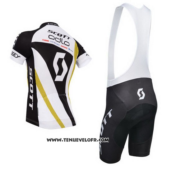 2014 Maillot Ciclismo Scott Noir et Blanc Manches Courtes et Cuissard