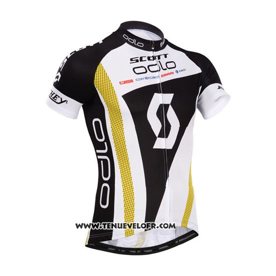 2014 Maillot Ciclismo Scott Noir et Blanc Manches Courtes et Cuissard
