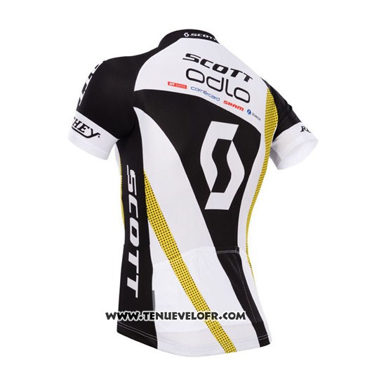 2014 Maillot Ciclismo Scott Noir et Blanc Manches Courtes et Cuissard