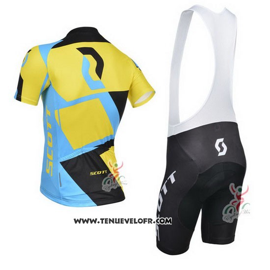 2014 Maillot Ciclismo Scott Noir et Jaune Manches Courtes et Cuissard