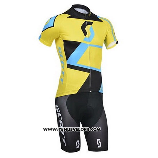 2014 Maillot Ciclismo Scott Noir et Jaune Manches Courtes et Cuissard