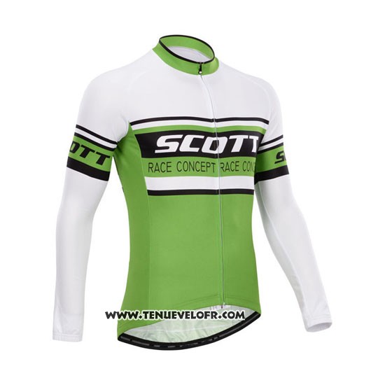2014 Maillot Ciclismo Scott Vert et Blanc Manches Longues et Cuissard