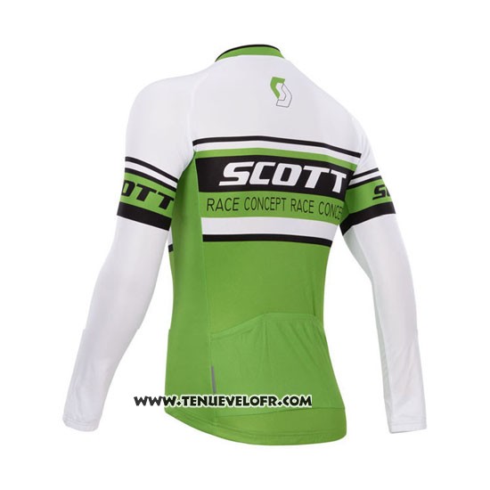 2014 Maillot Ciclismo Scott Vert et Blanc Manches Longues et Cuissard