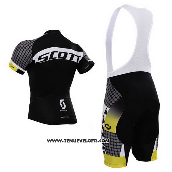 2015 Maillot Ciclismo Scott Blanc et Noir Manches Courtes et Cuissard