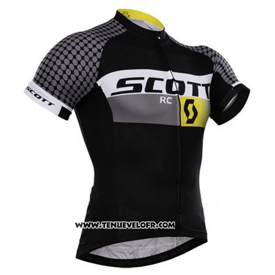 2015 Maillot Ciclismo Scott Blanc et Noir Manches Courtes et Cuissard