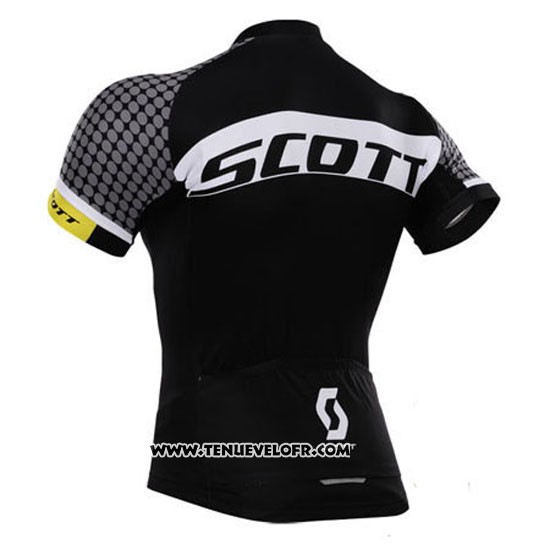 2015 Maillot Ciclismo Scott Blanc et Noir Manches Courtes et Cuissard