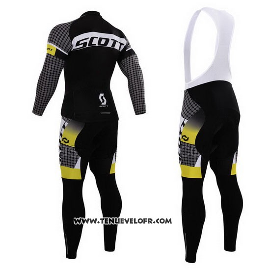 2015 Maillot Ciclismo Scott Blanc et Noir Manches Longues et Cuissard