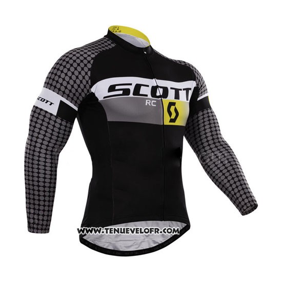 2015 Maillot Ciclismo Scott Blanc et Noir Manches Longues et Cuissard