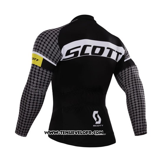2015 Maillot Ciclismo Scott Blanc et Noir Manches Longues et Cuissard