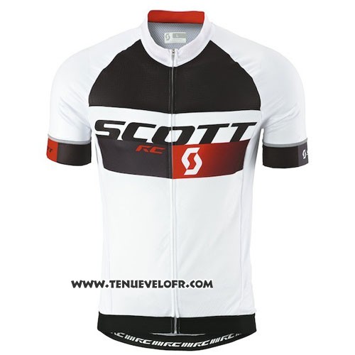 2016 Maillot Ciclismo Scott Blanc Noir Manches Courtes et Cuissard