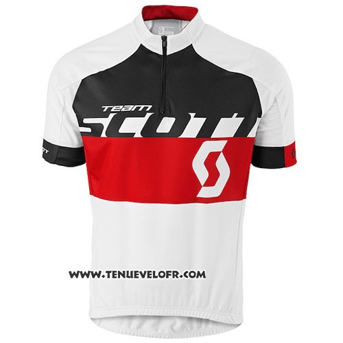 2016 Maillot Ciclismo Scott Blanc Rouge Manches Courtes et Cuissard