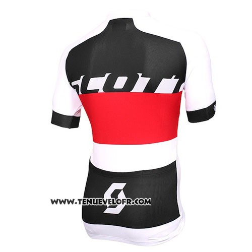 2016 Maillot Ciclismo Scott Blanc Rouge Manches Courtes et Cuissard
