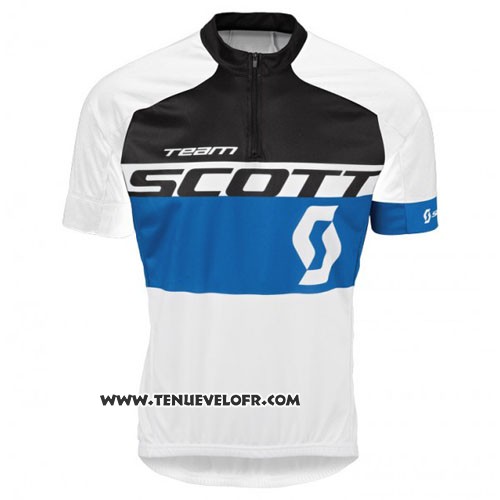 2016 Maillot Ciclismo Scott Blanc et Bleu Manches Courtes et Cuissard